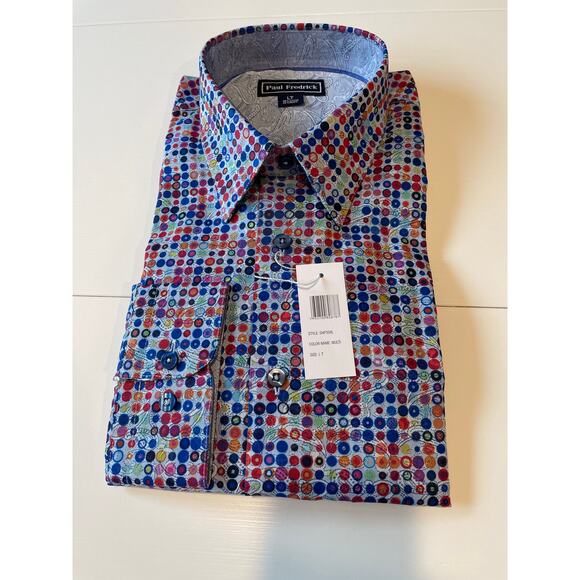 Paul Fredrick Other - Paul Fredrick NWT Button Up Shirt Geometric Print Multicolor Sz LT Long Sleeves